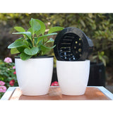 Lazy Flower Pots Automatic Water-absorbing Hydroponic Potted Plants Circular Resin Plastic Flower Pots Double-layer Design Self Watering Planter, Diameter: 11cm, Height: 10.3cm, Diameter: 11cm, Height: 10.3cm