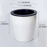 Lazy Flower Pots Automatic Water-absorbing Hydroponic Potted Plants Circular Resin Plastic Flower Pots Double-layer Design Self Watering Planter, Diameter: 15cm, Height: 15.5cm, Diameter: 15cm, Height: 15.5cm