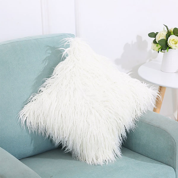 Velvet Long Plush Pillow Cover Popular Square Furry Cover Home Bed Room Decoration Pillowcase, Size: 45 x 45cm