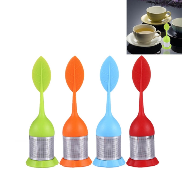 Food Grade Leaf Silicone Make Tea Bag Stainless Steel Tea Strainers, Random Color Delivery, Leaf Shape