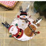 Snowman Pattern Tableware Knife Fork Pocket Cover Bag Christmas Decoration, without Legs