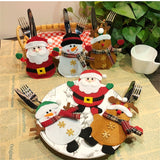 Snowman Pattern Tableware Knife Fork Pocket Cover Bag Christmas Decoration, without Legs