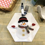 Snowman Pattern Tableware Knife Fork Pocket Cover Bag Christmas Decoration, without Legs