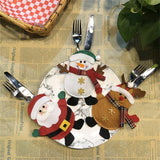 Snowman Pattern Tableware Knife Fork Pocket Cover Bag Christmas Decoration, with Legs