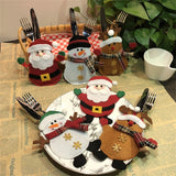 Snowman Pattern Tableware Knife Fork Pocket Cover Bag Christmas Decoration, with Legs