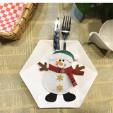 Snowman Pattern Tableware Knife Fork Pocket Cover Bag Christmas Decoration, with Legs