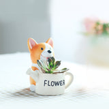 Small Short Leg Kirk Dog Cartoon Multi-meat Plant Pots Office Home Green Plant Ornaments Sitting Position, Dog Sitting