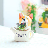 Small Short Leg Kirk Dog Cartoon Multi-meat Plant Pots Office Home Green Plant Ornaments Sitting Position, Dog Sitting