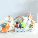 Small Short Leg Kirk Dog Cartoon Multi-meat Plant Pots Office Home Green Plant Ornaments Sitting Position, Dog Sitting