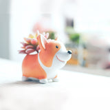 Small Short Leg Kirk Dog Cartoon Multi-meat Plant Pots Office Home Green Plant Ornaments Puppy Flower Pot Glazed Little Small Mini Modern Plant Box Standing Position, Dog Standing