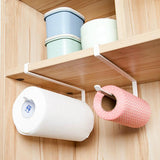 Stainless Metal Kitchen Toilet Paper Towel Rack Paper Towel Roll Holder Cabinet Hanging Shelf Preservative Film Storage Rack,Size: 26*10.8*1.5cm, White