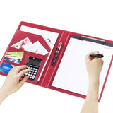 Office Supplies Business Style Leather Document Folder with 30-pages A4 Note Pad & Calculator