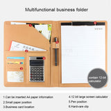 Office Supplies Business Style Leather Document Folder with 30-pages A4 Note Pad & Calculator