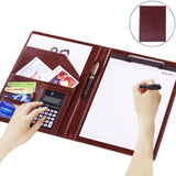 Office Supplies Business Style Leather Document Folder with 30-pages A4 Note Pad & Calculator