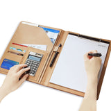 Office Supplies Business Style Leather Document Folder with 30-pages A4 Note Pad & Calculator