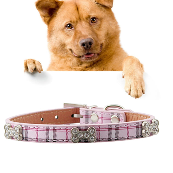 PU Leather with Bone Designs Pet Dog Collar Pet Products, Size: S, 1.5 * 37cm, Size: S