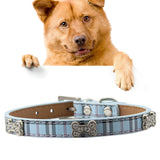 PU Leather with Bone Designs Pet Dog Collar Pet Products, Size: S, 1.5 * 37cm, Size: S