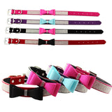 Flocking Diamond Studded Bowknot Pet Collar Dog Collar Pet Products, Size: S, 1.5 * 37cm, Size: S