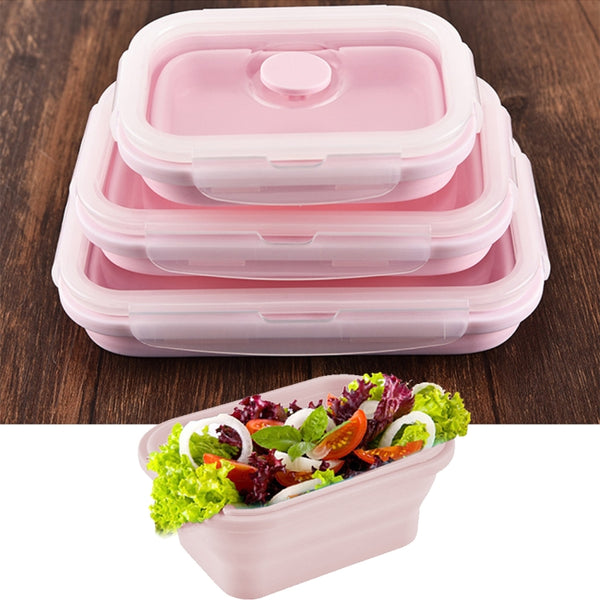 Scaleable Foldable Food-grade Silicone Insulated 3 Boxes Container Bento Box Kit