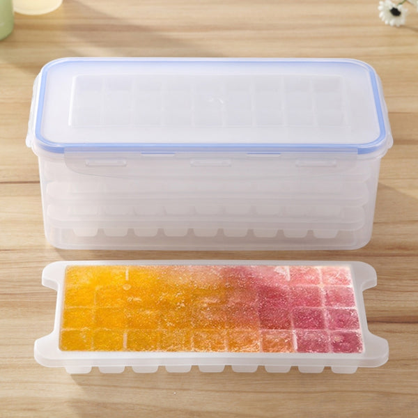 Small Square Ice Mold Trays Multi-layer Mold with Cover Ice Storage Box, 4 Layers, 4 Layers