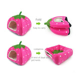 Strawberry Shaped Foldable Short Plush Pet House Nest, Size: S, Red, Size S, Pink, Size S, Blue, Size S, Purple, Size S, Dark Blue, Size S