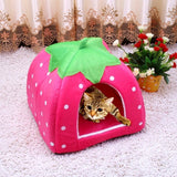 Strawberry Shaped Foldable Short Plush Pet House Nest, Size: S, Red, Size S, Pink, Size S, Blue, Size S, Purple, Size S, Dark Blue, Size S