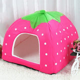 Strawberry Shaped Foldable Short Plush Pet House Nest, Size: S, Red, Size S, Pink, Size S, Blue, Size S, Purple, Size S, Dark Blue, Size S