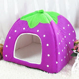 Strawberry Shaped Foldable Short Plush Pet House Nest, Size: S, Red, Size S, Pink, Size S, Blue, Size S, Purple, Size S, Dark Blue, Size S