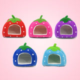 Strawberry Shaped Foldable Short Plush Pet House Nest, Size: S, Red, Size S, Pink, Size S, Blue, Size S, Purple, Size S, Dark Blue, Size S