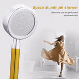 Space Aluminum Round Shape High Pressure Handheld Shower Head Water Saving Bathroom Accessories, Size: 23 x 8.2 x 2cm, BT-209 (Gold), BT-209 (Blue), BT-209 (Red), BT-209 (Silver)