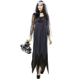 Halloween Costume Women Lace Chiffon Black Dress Ghost Bride Clothes Cosplay Game Uniforms, Size: M, Bust: 76cm, Waistline:70cm, Clothes Long:141cm, Size: M Adult