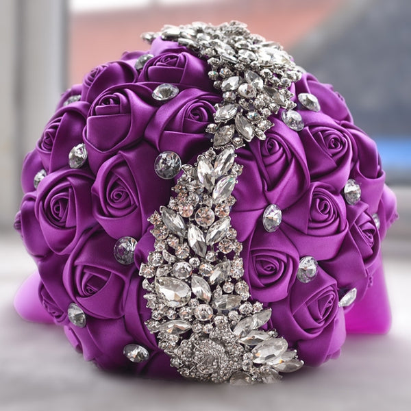 Wedding Holding Flowers Bridal Bouquet Accessories Bridesmaid Rhinestone Party Wedding Decoration Supplies, D445