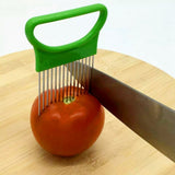 Stainless Steel Vegetable Onion Cutter Holder Meat Needle Kitchen Tools, White(1PC), Blue(1PC), Green(1PC), Orange(1PC)