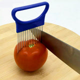 Stainless Steel Vegetable Onion Cutter Holder Meat Needle Kitchen Tools, White(1PC), Blue(1PC), Green(1PC), Orange(1PC)