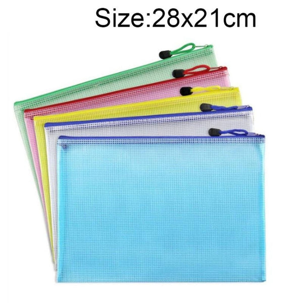 Zipper Plastic Mesh Stationery Bag, Random Color Delivery (B5, Size: 28x21cm), B5, Size: 28x21cm