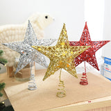 Glitter Iron Star Christmas Tree Top Decoration Ornament, Size: 30cm x 25cm, Random Color Delivery, Size: 30cm x 25cm