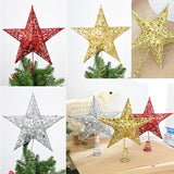 Glitter Iron Star Christmas Tree Top Decoration Ornament, Size: 30cm x 25cm, Random Color Delivery, Size: 30cm x 25cm