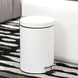 Fashion Round Stainless Steel Household Hotel Office Covered Pedal Trash Bin, Size: 5L, Size: 5L