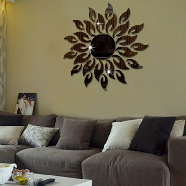 Sunflower Mirror Wall Sticker Bedroom Living Room Decoration Wall Stickers, Sunflower Black, Sunflower Glod, Sunflower  Silver