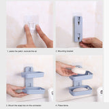 Wall Hanging Traceless Double-deck PP Soap Holder Bathroom Storage Shelf