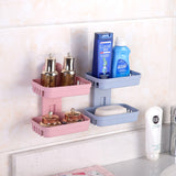 Wall Hanging Traceless Double-deck PP Soap Holder Bathroom Storage Shelf