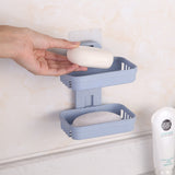 Wall Hanging Traceless Double-deck PP Soap Holder Bathroom Storage Shelf