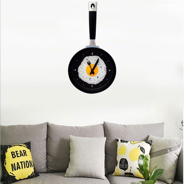 Fried Egg Pan Shape Creative Living Room Decorative Wall Clock