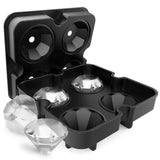 New 4 Cavity Diamond Shape 3D Ice Cube Mold Maker Bar Party Silicone Trays Chocolate Mold Kitchen Tool, Diamond Shape