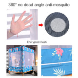 Square Ceiling Zipper Mosquito Net Encryption Zipper Three Door Defence Mosquito for 1.8m Bed with Anti-slip Rope and Curtain, 1.8m Bed with Curtain  (Dark Blue), 1.8m Bed with Curtain (Gray Blue), 1.8m Bed with Curtain (Green)