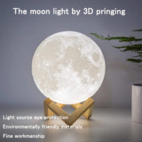 T30 Levitating Moon Lamp Night Light Floating 3D Printing LED Moon Lamp with Wooden Base and Magnetic with 3 Colors