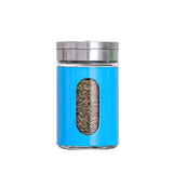 Stainless Steel Lid Glass Seasoning Jar Kitchen Supplies, Blue, Red, White, Black, Pink, Green