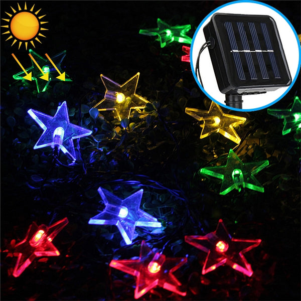 Star Shape 20 LEDs Outdoor Garden Christmas Festival Decoration Solar Lamp String