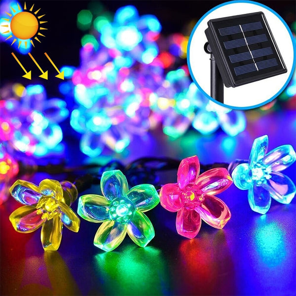 Peach Blossom Shape 50 LEDs Outdoor Garden Waterproof Christmas Spring Festival Decoration Solar Lamp String