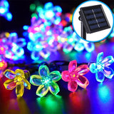 Peach Blossom Shape 50 LEDs Outdoor Garden Waterproof Christmas Spring Festival Decoration Solar Lamp String